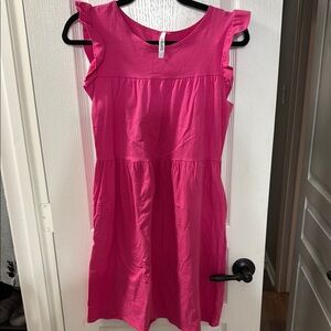 Pink Sleeveless Sundress with Flutter Sleeves